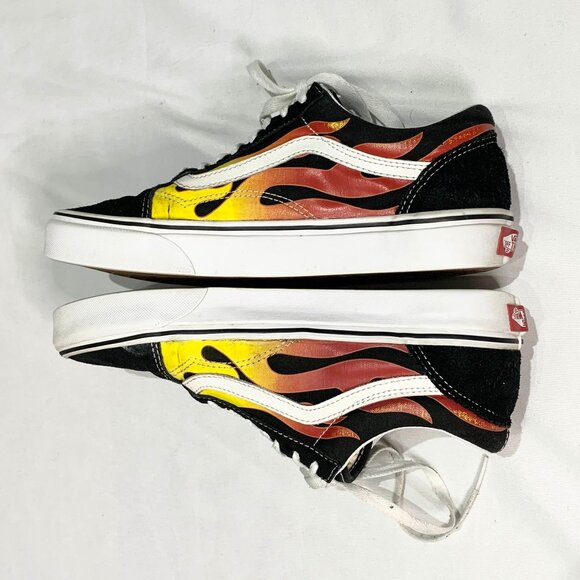 Vans Off The Wall Old School Flame Black Yellow Red US 8 Skateboard Shoes - Picture 6 of 11